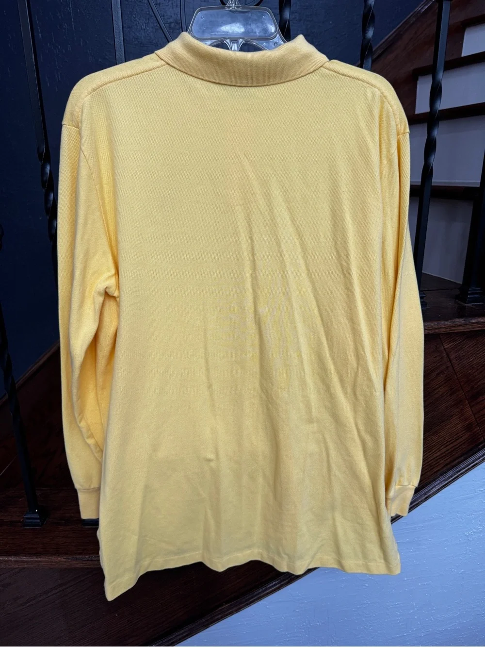 Large Polo Ralph Lauren Long Sleeve Polo - Pale Yellow with Navy Logo